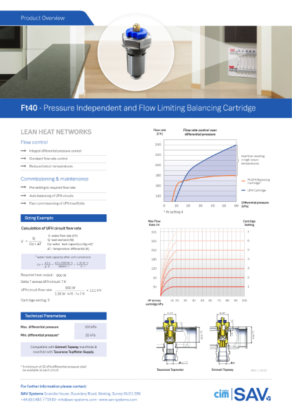 Ft40 - Pressure Independent and Flow Limiting Balancing Cartridge