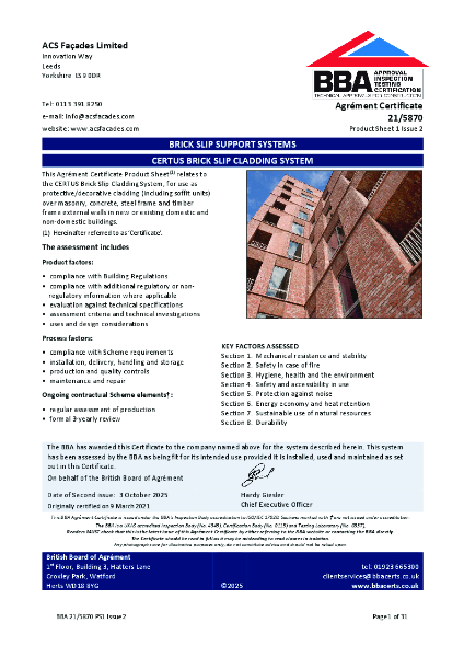 ACS Certus Brick-Slip Cladding System BBA 