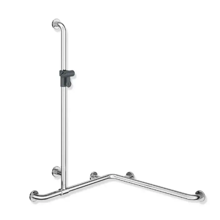 WARM TOUCH - Shower Grab Rail with Sideways Adjustable Vertical Support Bar and Shower Head Holder 
