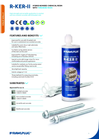 Rawlplug®  KER-II for use with Threaded Rods - Data Sheet