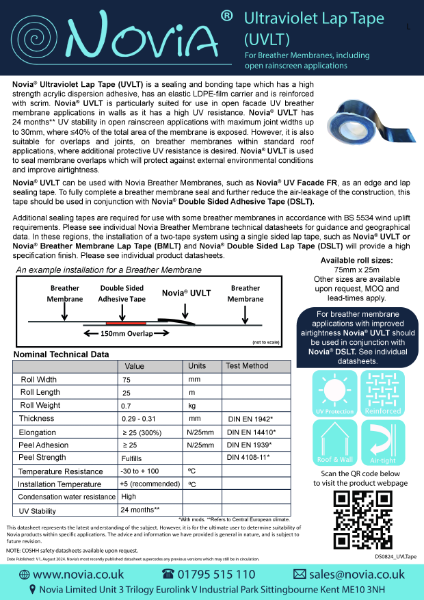 Novia Ultraviolet Lap Tape ( UVLT) Datasheet