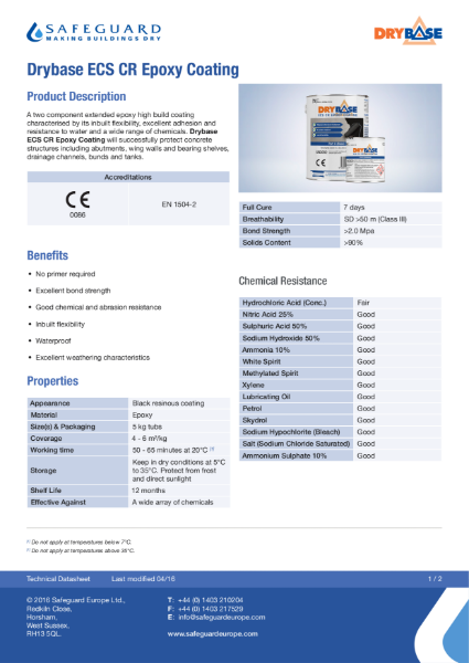 Drybase ECS Epoxy Coating - Data Sheet