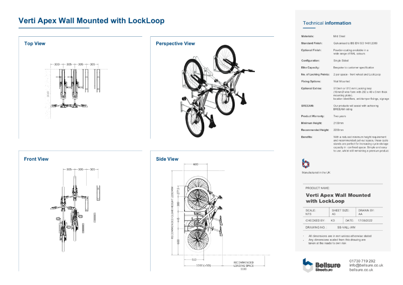 Verti Apex (Wall Mounted with LockLoop) Technical Sheet