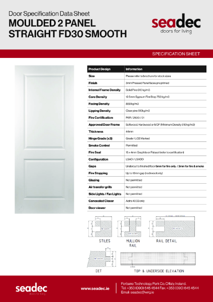 MOULDED 2 PANEL Spec Sheet