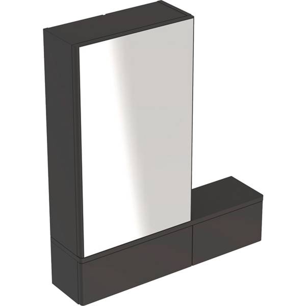Selnova Square mirror cabinet with one door and two pull-down doors