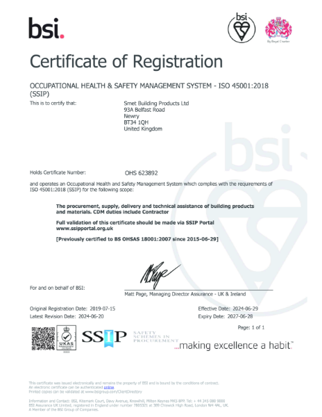 BSI Certificate of Registration ISO 45001:2018