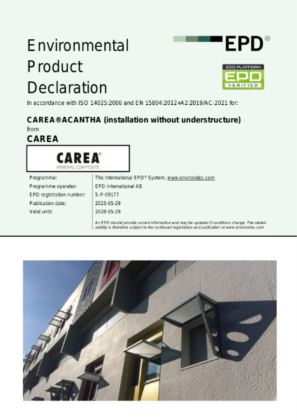 EPD for CAREA Acantha facade panel