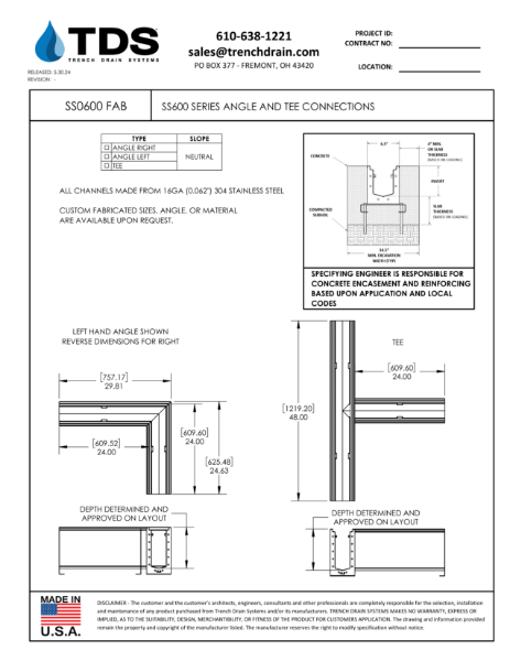 SS600 Series Angle and Tee Connections