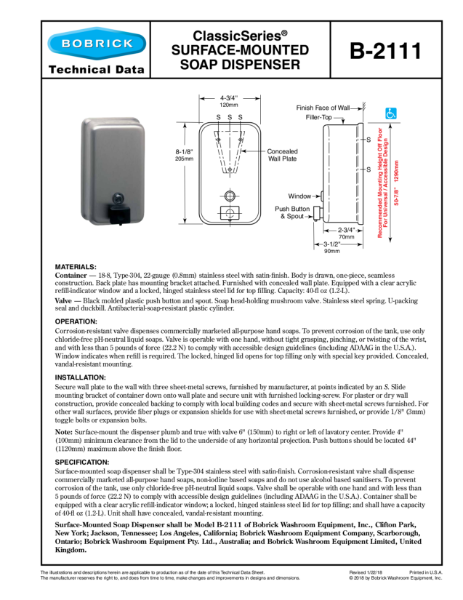 ClassicSeries® Surface-Mounted Soap Dispenser - B-2111