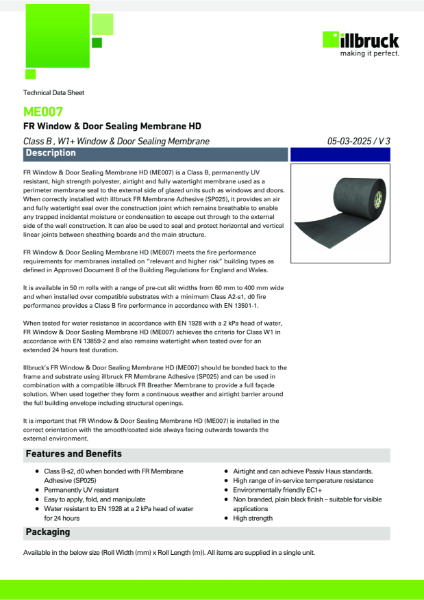 ME007 FR Window & Door Sealing Membrane+ - Product Data Sheet