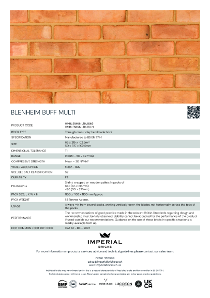 Imperial Bricks Blenheim Buff Multi Datasheet