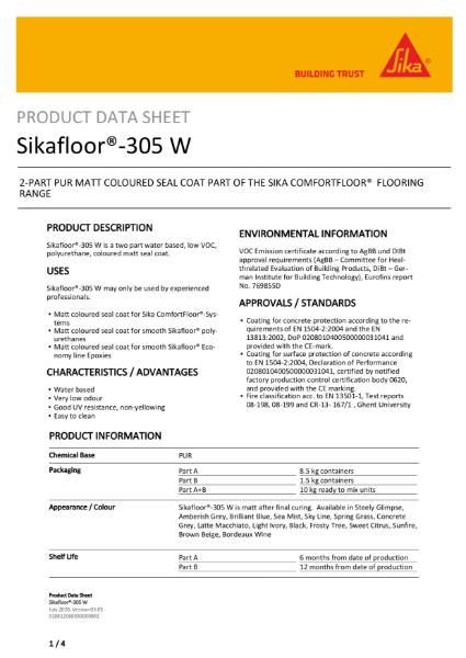 Product Data Sheet - Sikafloor 305W