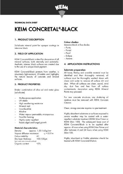 Keim Concretal Black Technical Data Sheet