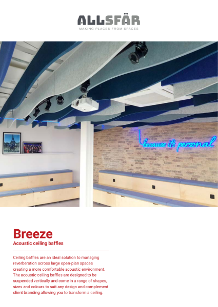 Specification Sheet for Breeze Acoustic Ceiling Baffles