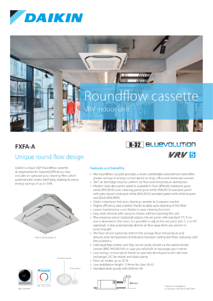 FXFA-A Round Flow Cassette Data Sheet