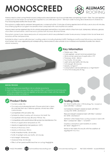 Monoscreed Data Sheet