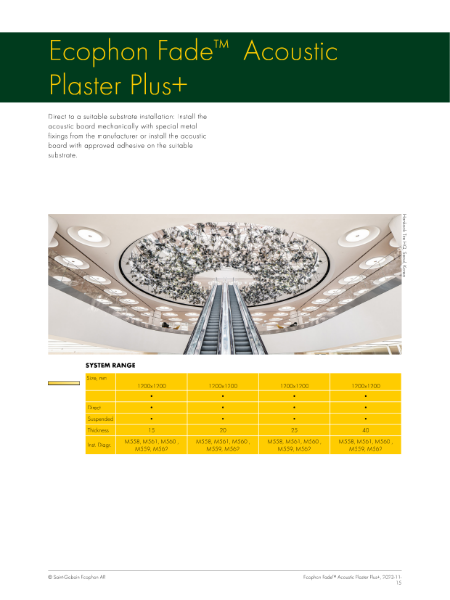 Data Sheet - fade Acoustic Plaster - Plus+ - 8th March 2023