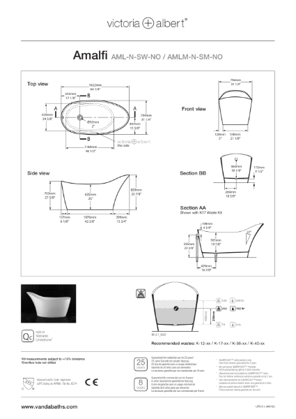 Amalfi Freestanding Bath - PDS