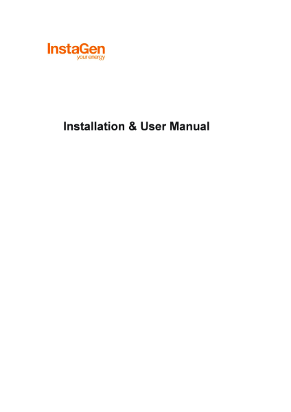 InstaGen Battery Storage User Manual