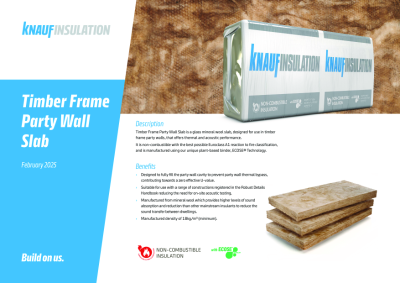 Knauf Insulation Timber Frame Party Wall Slab - Product Datasheet