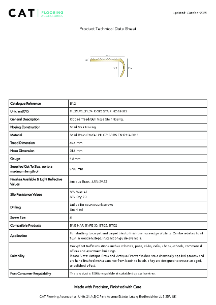 BN2 Antique Brass Technical Datasheet