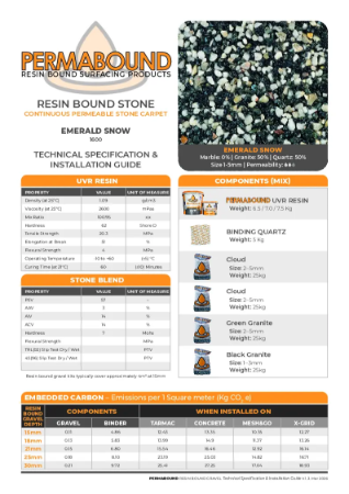 Resin Bound Stone — Emerald Snow TDS
