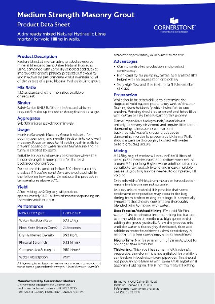 Medium Strength Grout - Product Datasheet