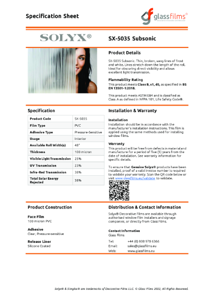 SX-5035 Subsonic – Product Data Sheet