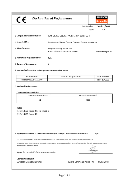 Declaration of Performance DoP-h17/0003