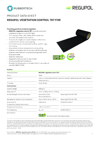 REGUPOL Vegetation Control 767 Fire - Data Sheet