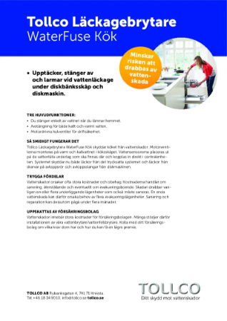 Produktblad Läckagebrytare WaterFuse Kök | Tollco AB | Lattira Source