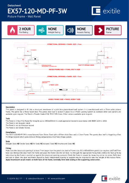 Datasheet - Riser Door (Range 57) - Picture Frame - 2 Hour Fire Rated