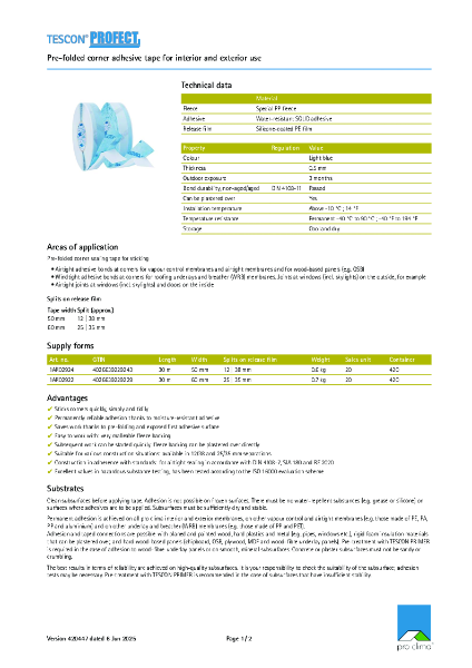 Tescon Profect Technical Datasheet