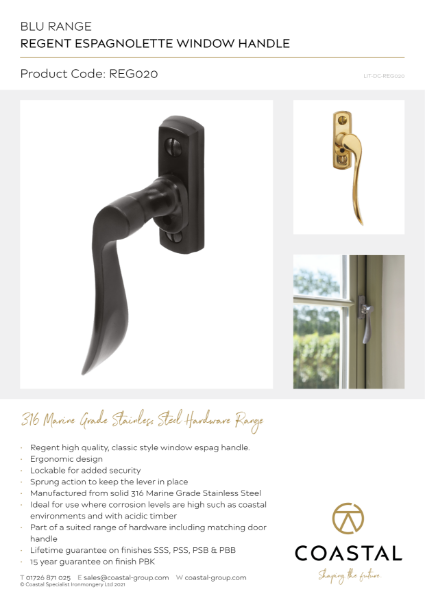 BLU™ - REG020 Regent Window Handle Data Card