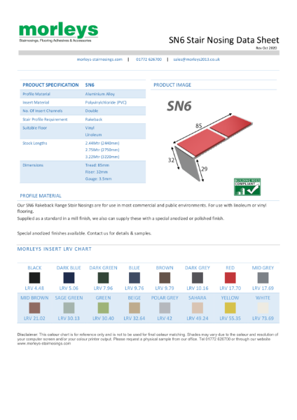 SN6 83° Rakeback Double Channel Stair Nosing / Stair  Edging for Vinyl