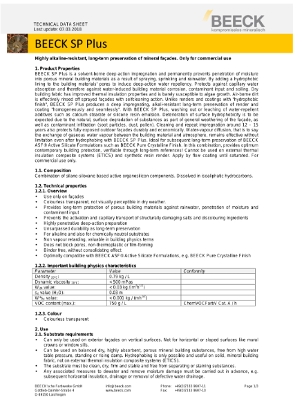 SP Plus - Technical Data Sheet