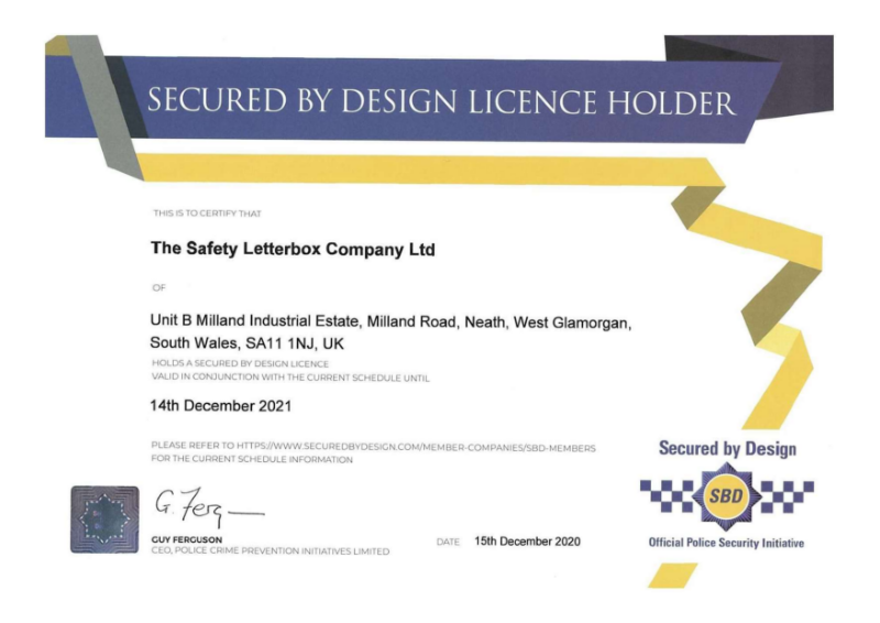 SECURED BY DESIGN LICENCE  HOLDER