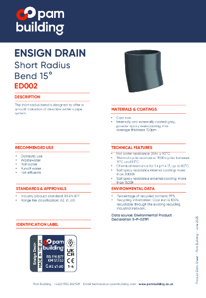 ED002 - 15° Short Radius Bend