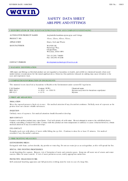 MSDS - OSMA ABS products