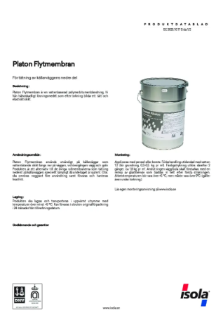 Platon Flytmembran - Datablad