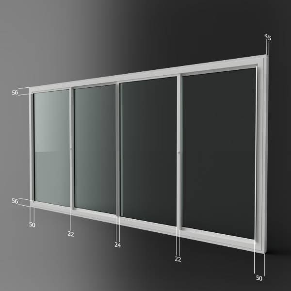 Horizontal Sliding Unit - Four Panel - Secondary Glazing Unit