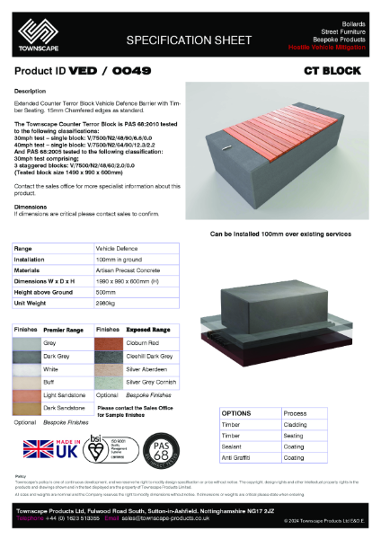 1990 X 990 X 600 Extended CT Block Specification Sheet VED0049