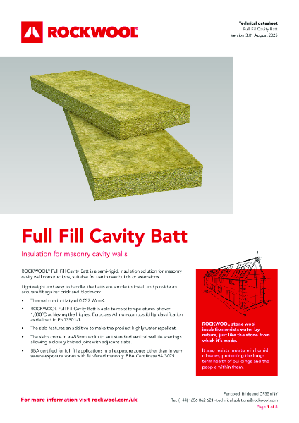 Full Fill Cavity Batt - Datasheet