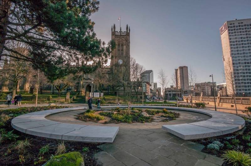 The Glade of Light Memorial and Medieval Quarter, Manchester