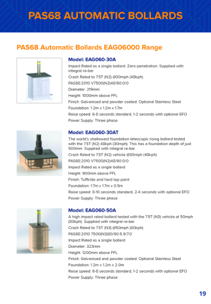 Eagle PAS68 Automatic Bollards Product Sheet
