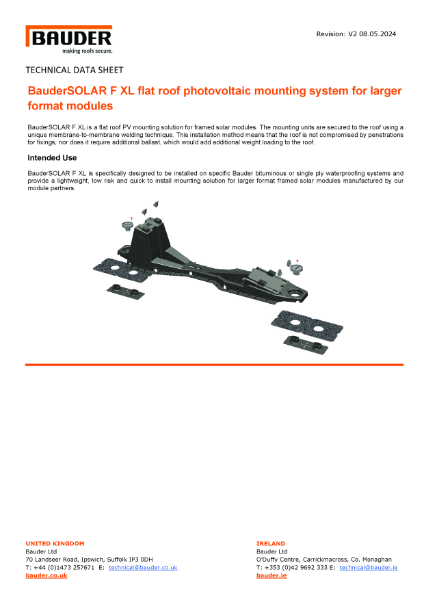 BauderSOLAR F XL - Technical Data Sheet