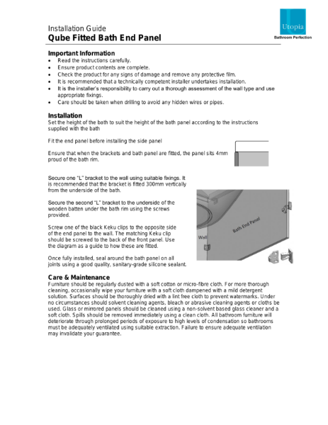 Qube bath end panel