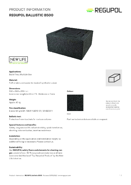 REGUPOL Ballistic B500 Product Information