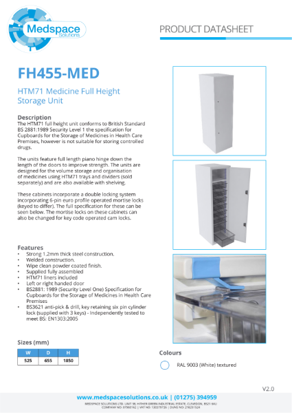 FH455-MED - HTM71 Medicine Full Height Storage Unit