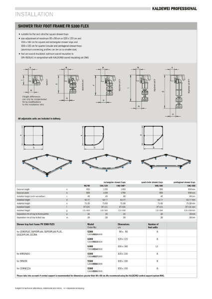 FR 5300 FLEX Foot frame_Technical Data Sheet